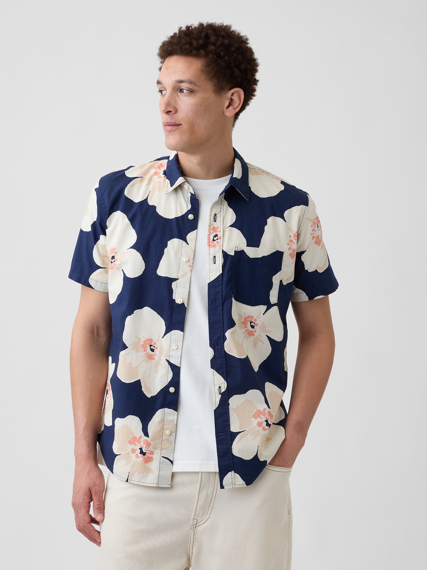 Stretch Poplin Shirt in Standard Fit