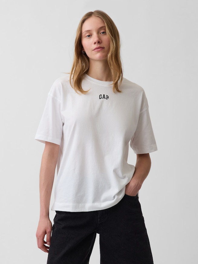 オーガニックコットン ヴィンテージソフト アスレチック GAPロゴ チュニックTシャツ-0