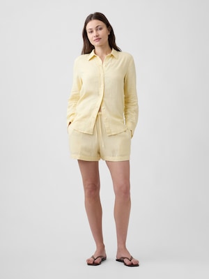 4インチ プルオン リネンブレンド ショートパンツ