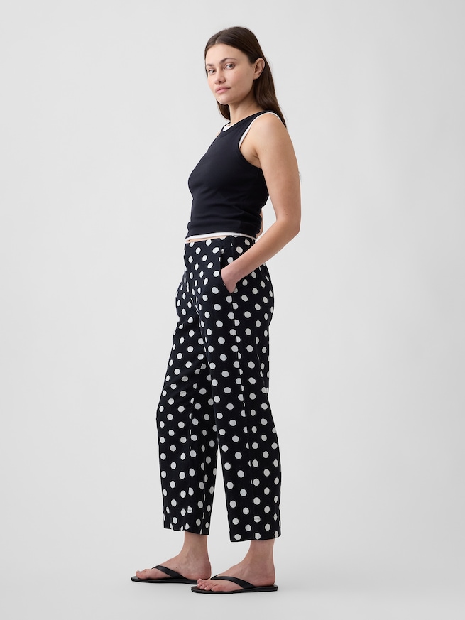 ハイライズ リネンブレンド ストレート クロップドパンツ-4