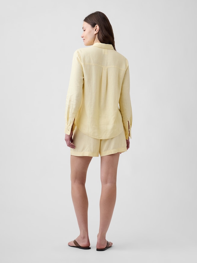 4インチ プルオン リネンブレンド ショートパンツ-1