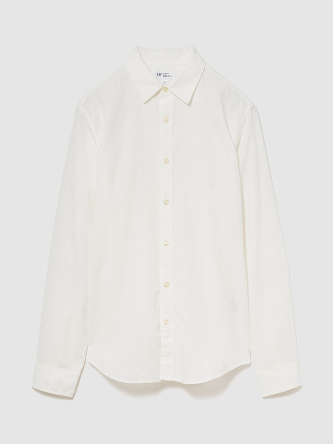 スタンダードフィット リネン混シャツ-0