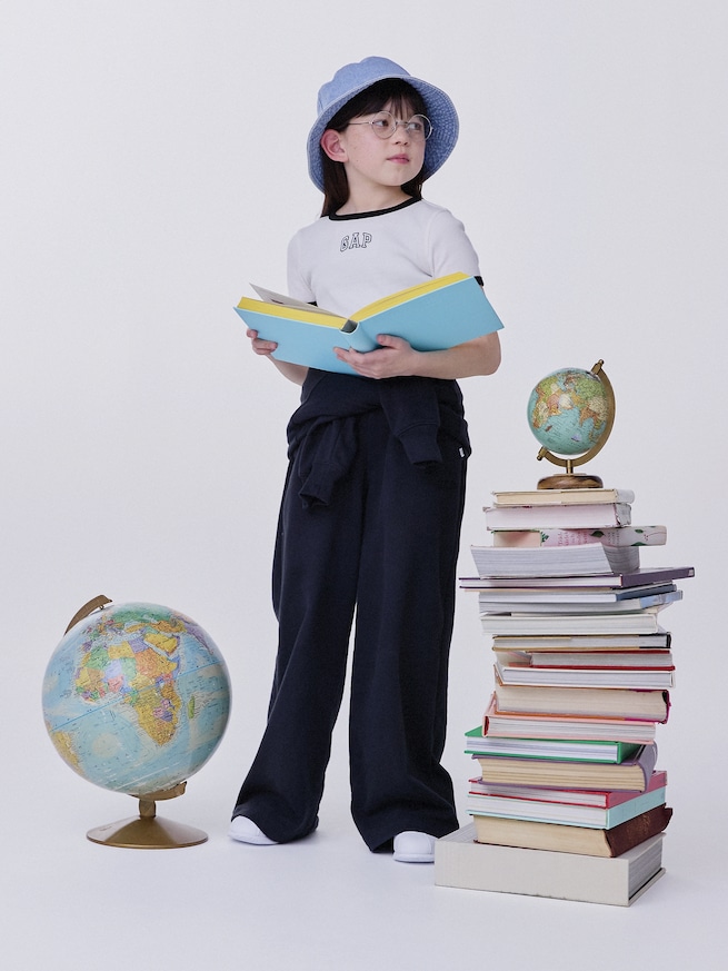 GAPロゴ リブ リンガーTシャツ (キッズ)-3