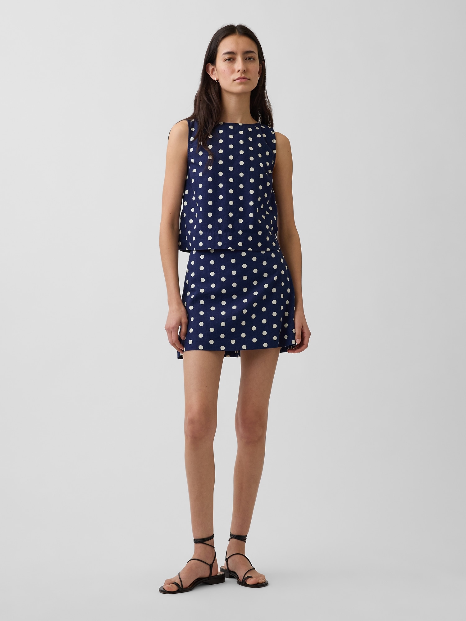 Linen-Blend Mini Skort