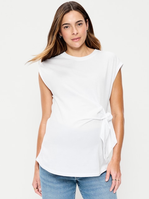 Maternity Short-Sleeve Side-Tie Top