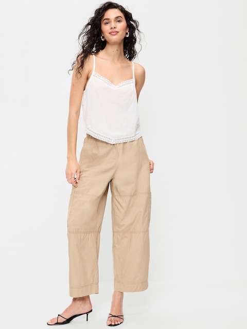 Mid-Rise Pull-On Cropped Utility Pants