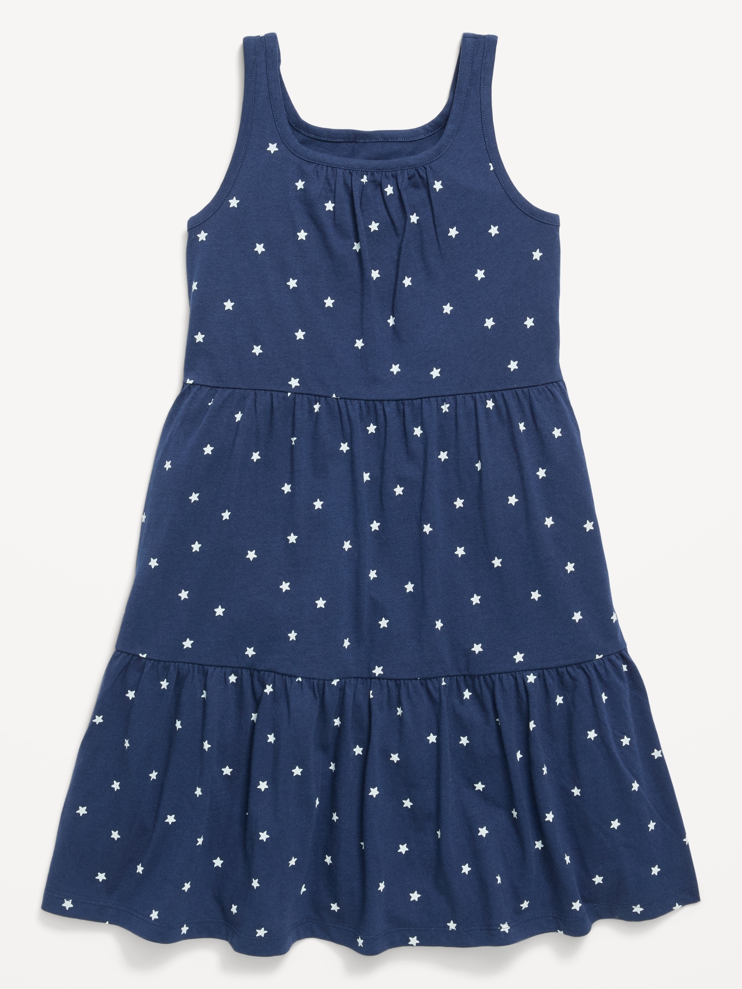 Printed Sleeveless Fit and Flare Tiered Dress for Girls