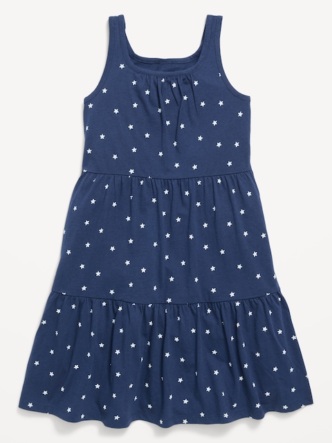ROBE AJUSTÉE ET ÉVASÉE SANS MANCHES À VOLANTS ÉTAGÉS À MOTIF POUR FILLE