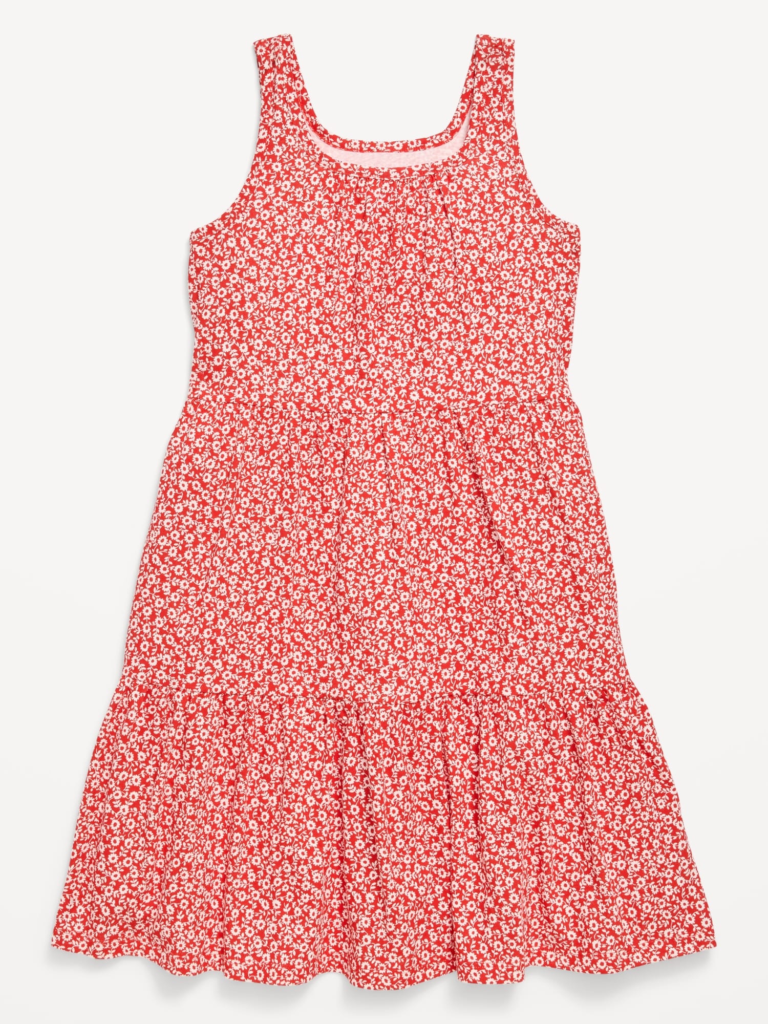 ROBE AJUSTÉE ET ÉVASÉE SANS MANCHES À VOLANTS ÉTAGÉS À MOTIF POUR FILLE