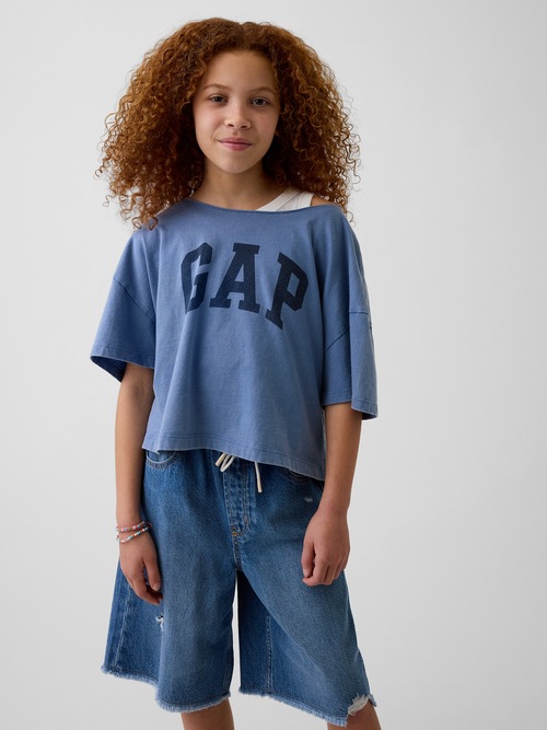 オーバーサイズ ワイドネック Tシャツ (キッズ)