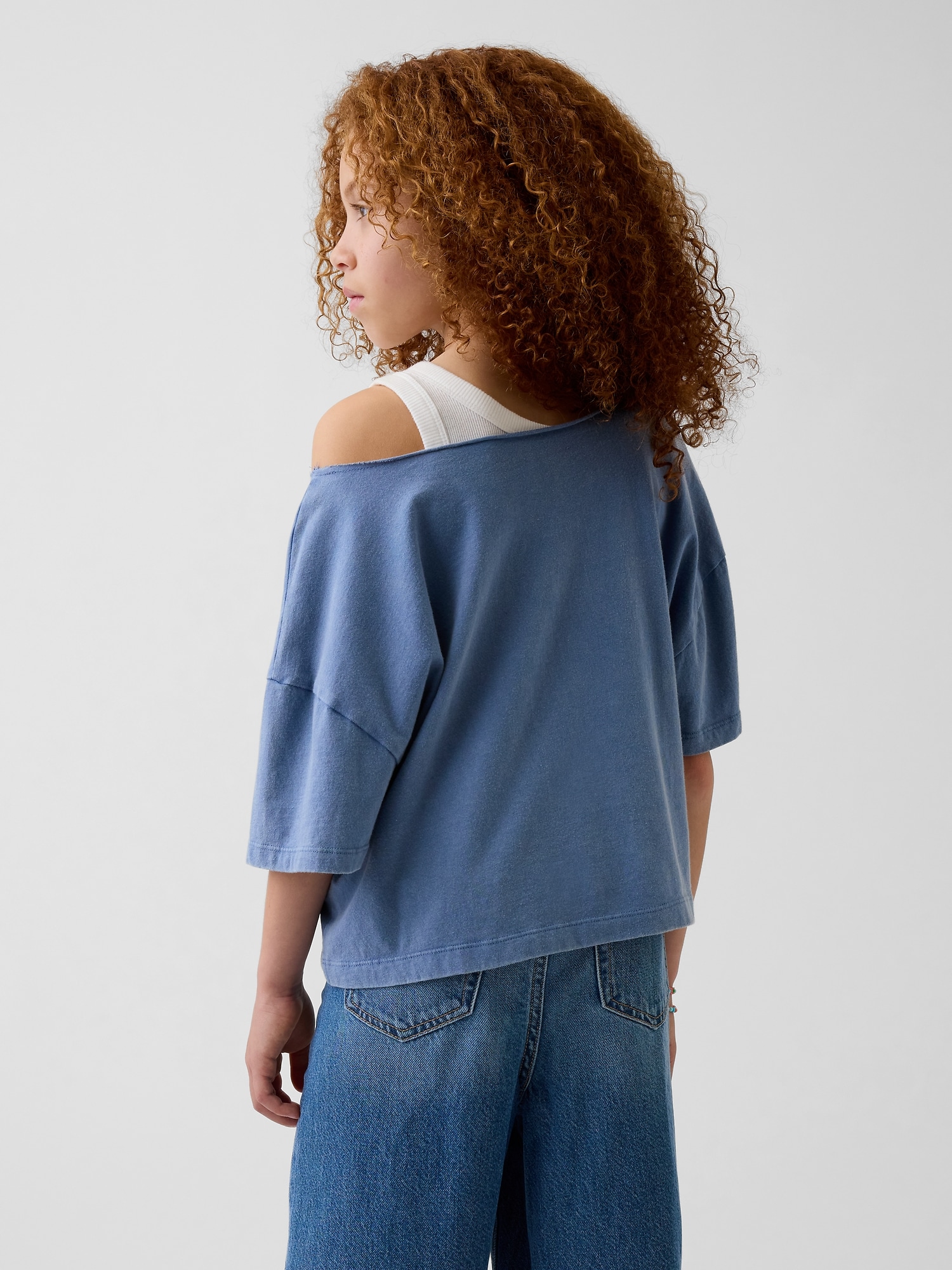 オーバーサイズ ワイドネック Tシャツ (キッズ)-2