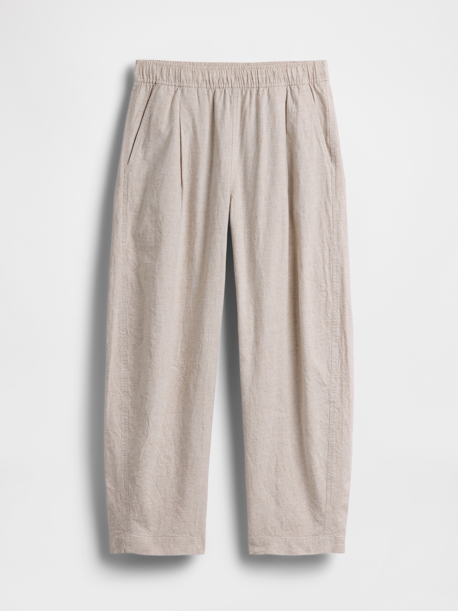 Linen-Blend Easy Barrel Pants