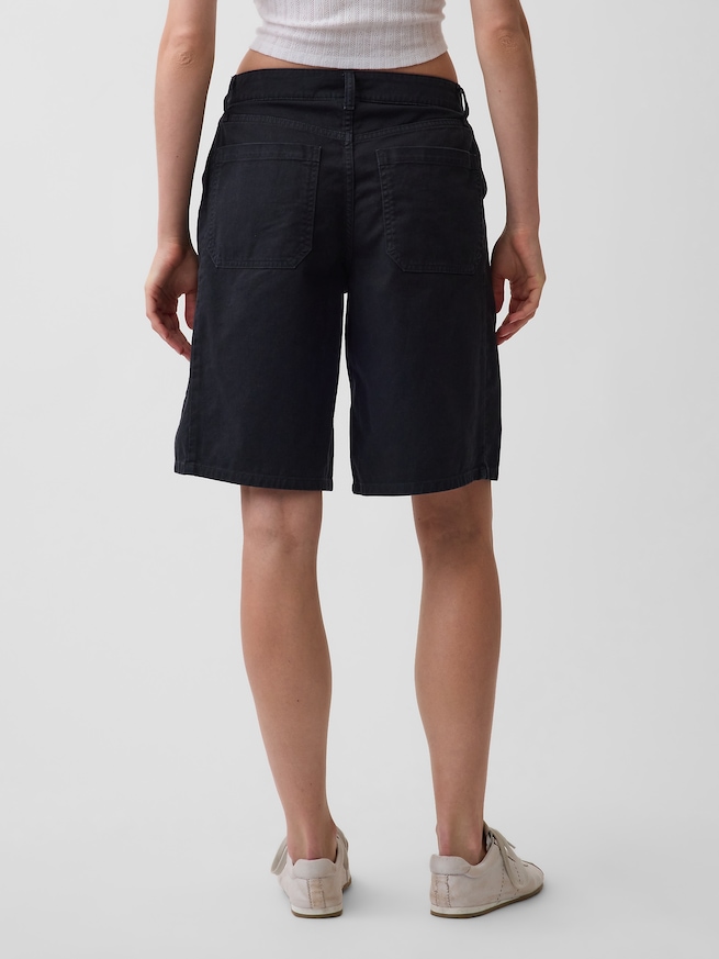 ミッドライズ ツイル サイドプリーツ トラウザーショートパンツ-3