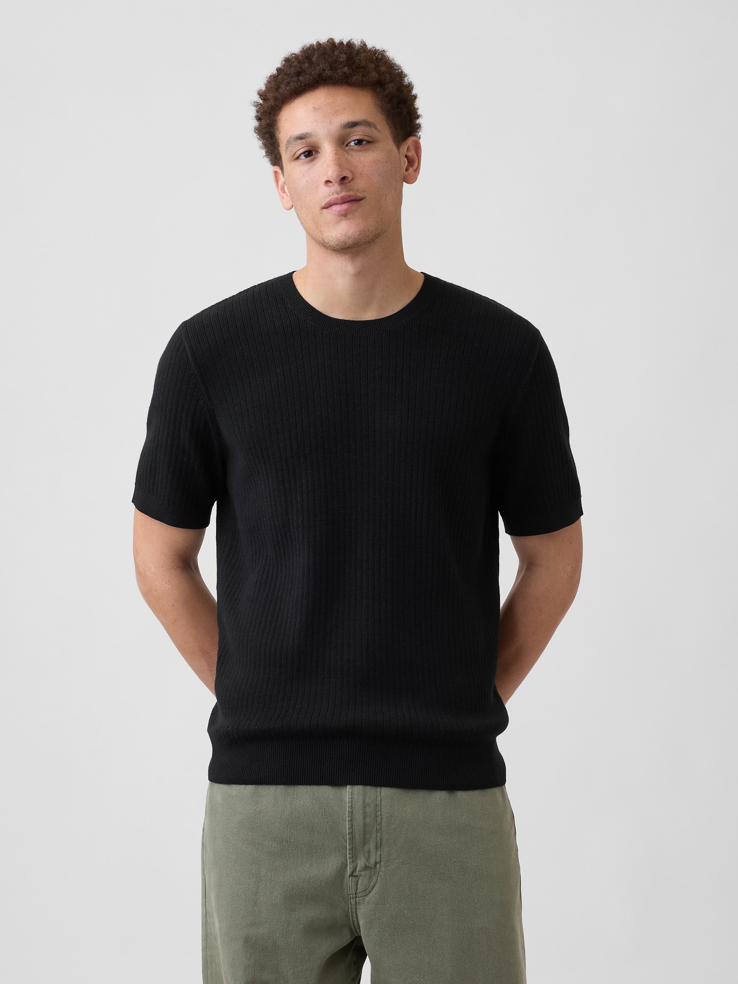 Ribbed Crewneck Sweater T-Shirt