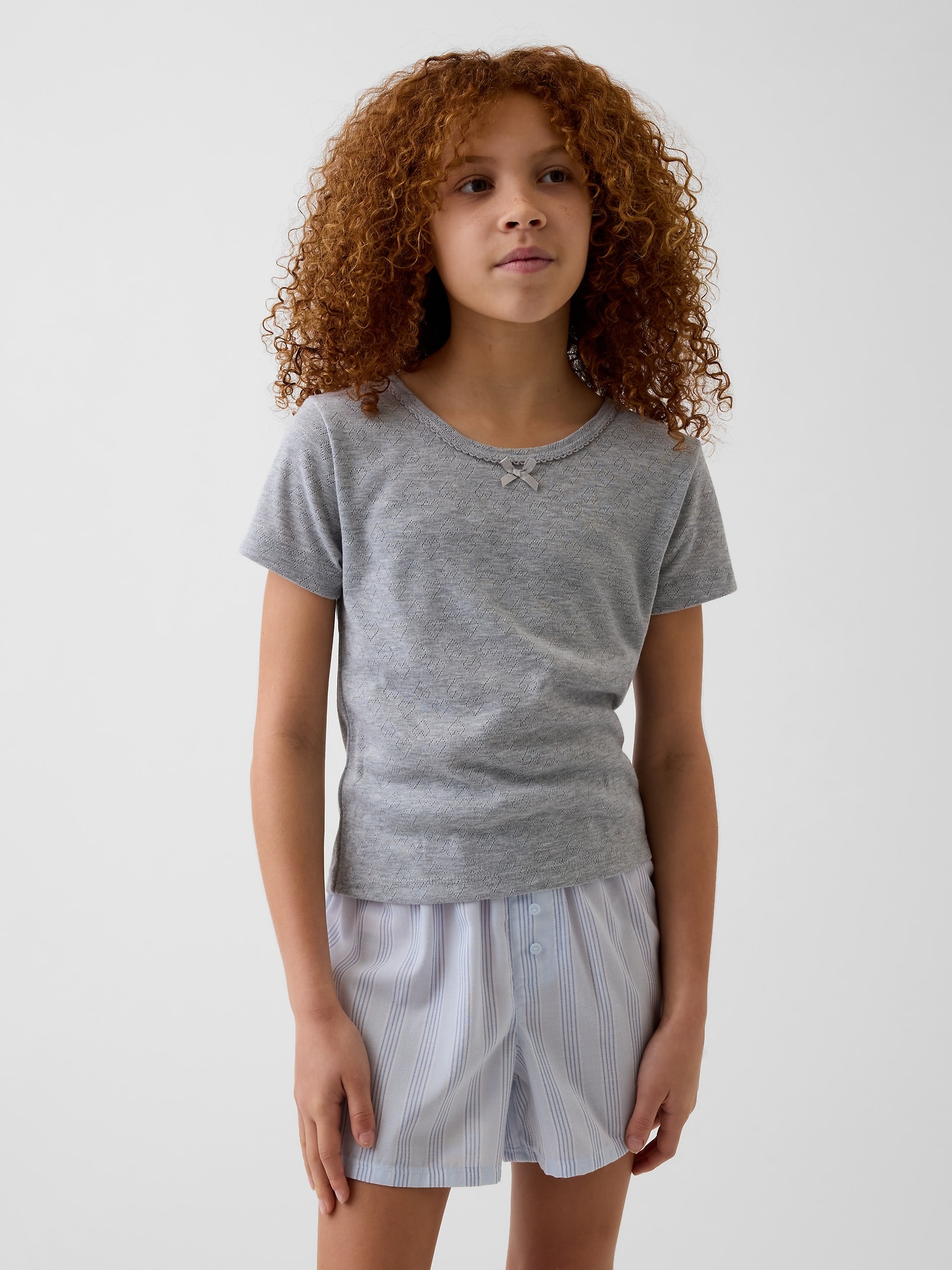 T-SHIRT DE PYJAMA EN TRICOT POINTELLE RECYCLÉ À 100 % POUR ENFANT