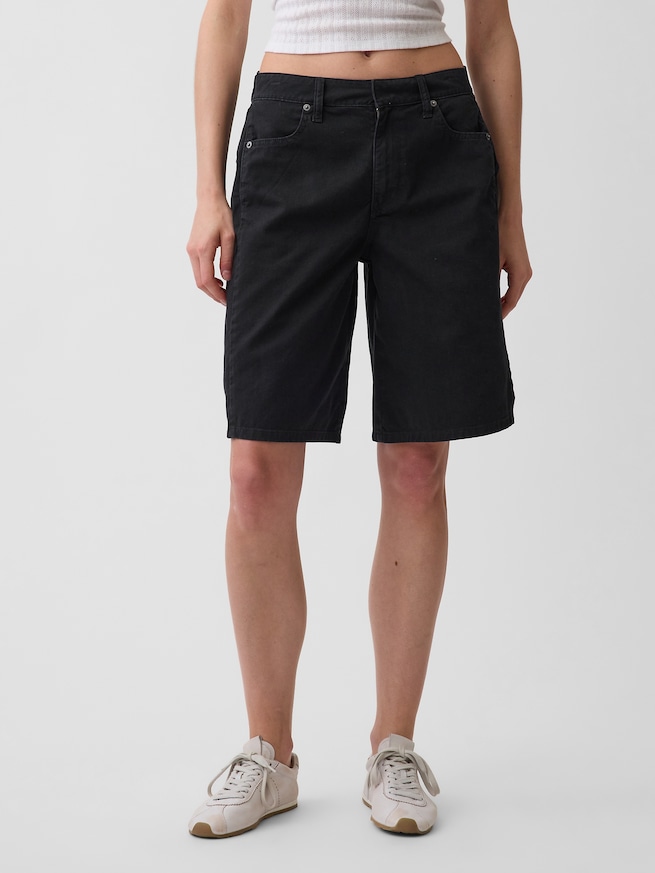 ミッドライズ ツイル サイドプリーツ トラウザーショートパンツ-1