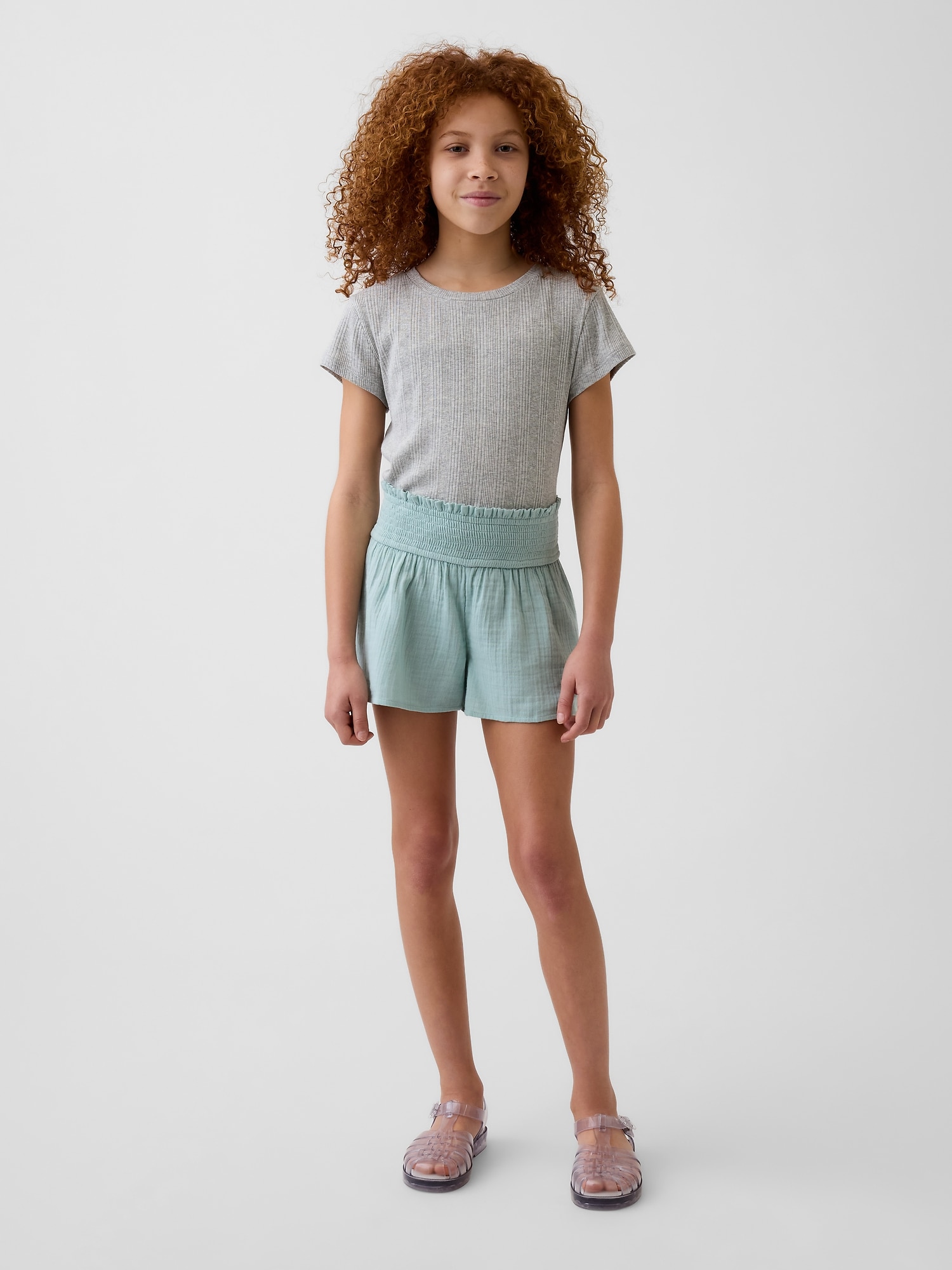 SHORT EN GAZE DE COTON À OURLET PAPILLON POUR ENFANT