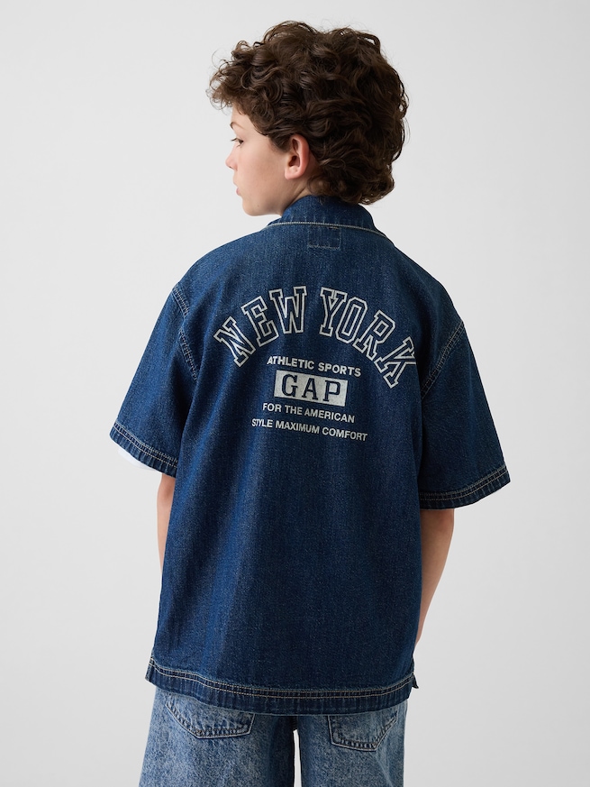 デニム リラックスフィット ニューヨークロゴシャツ (キッズ)　-2