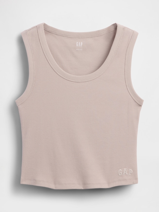 リブ クロップド スクープネック タンクトップ-4