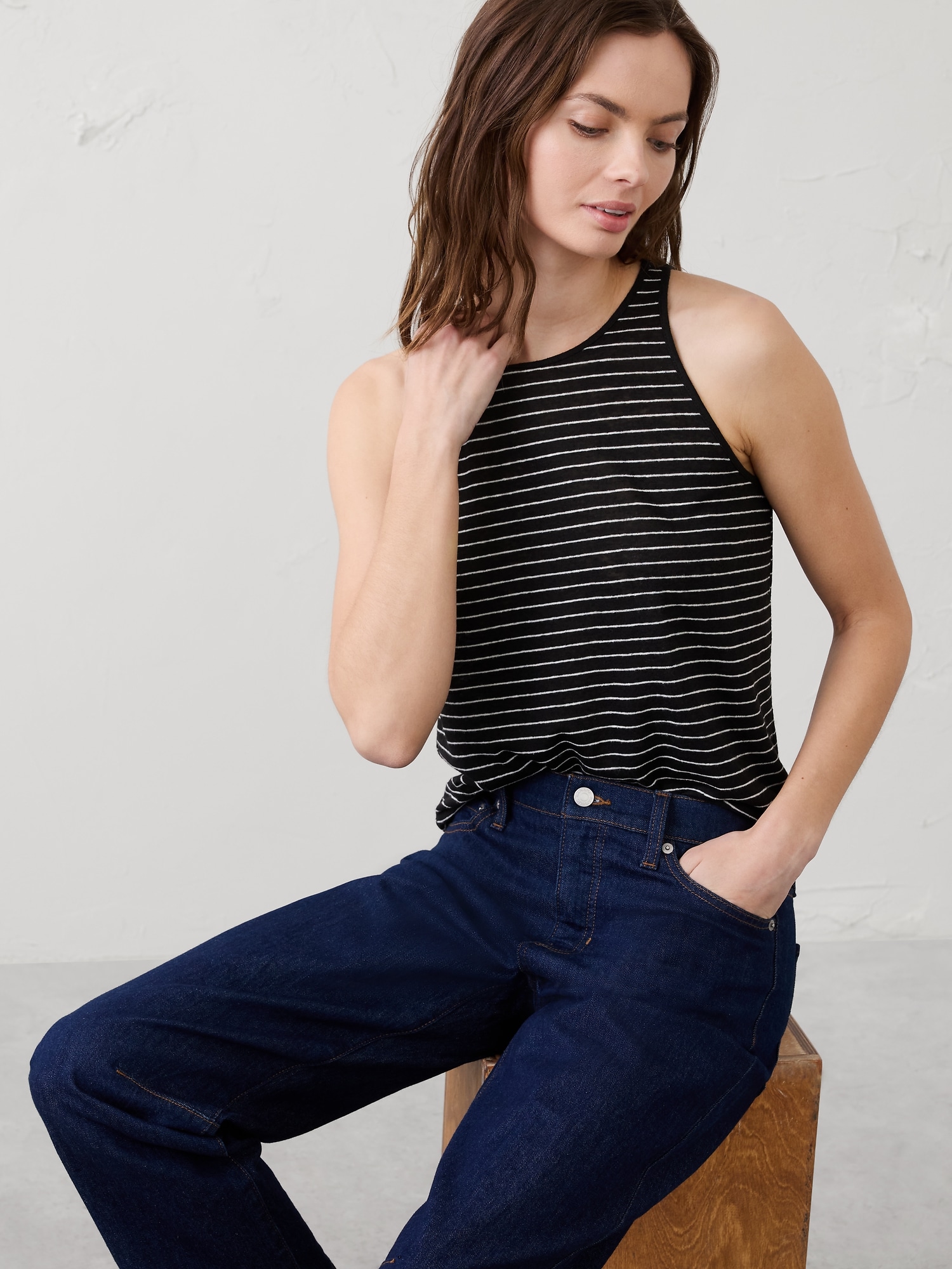 CAMISOLE DOS NAGEUR EN MÉLANGE DE LIN