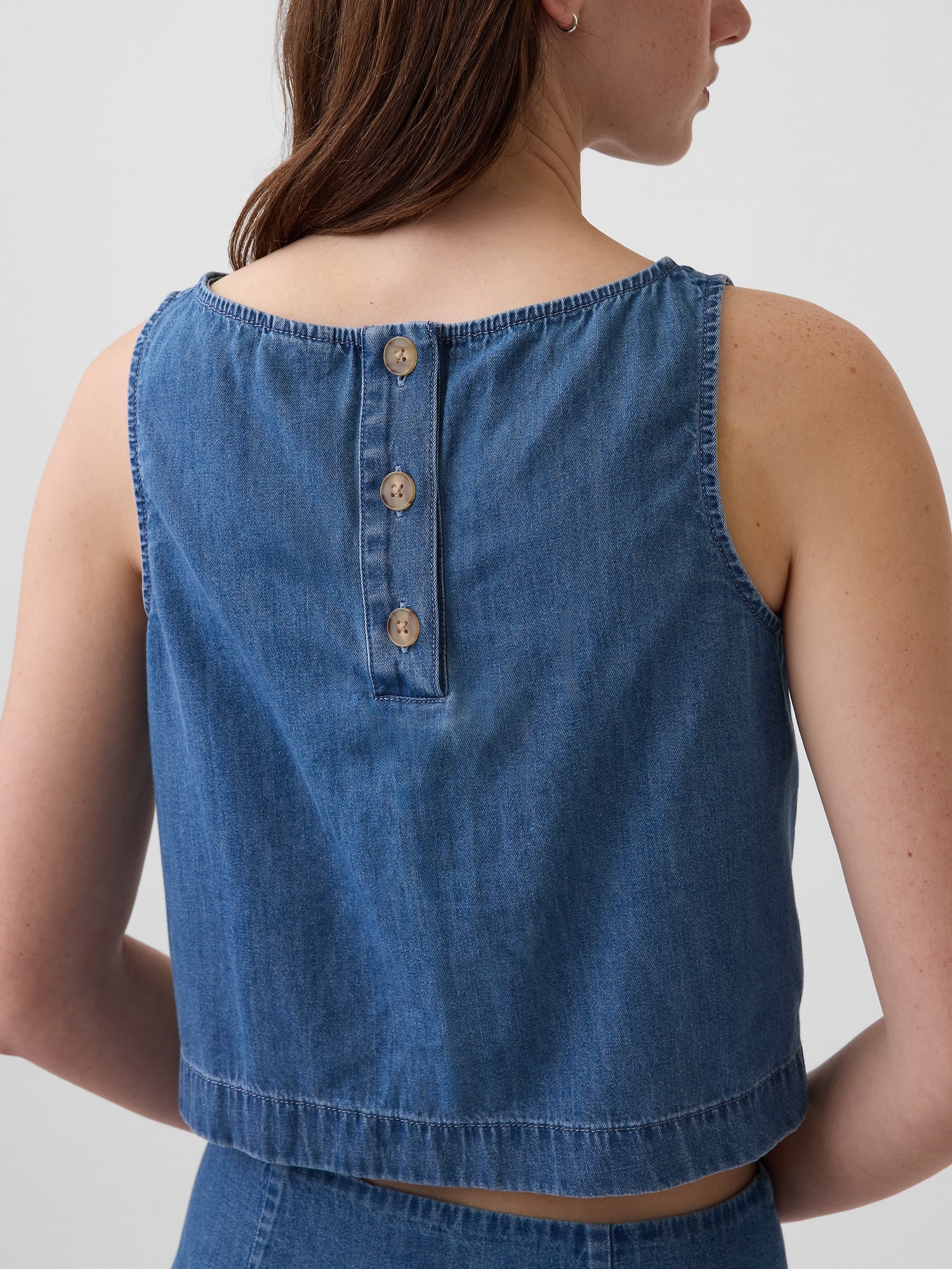 Denim Crop Shell Tank Top