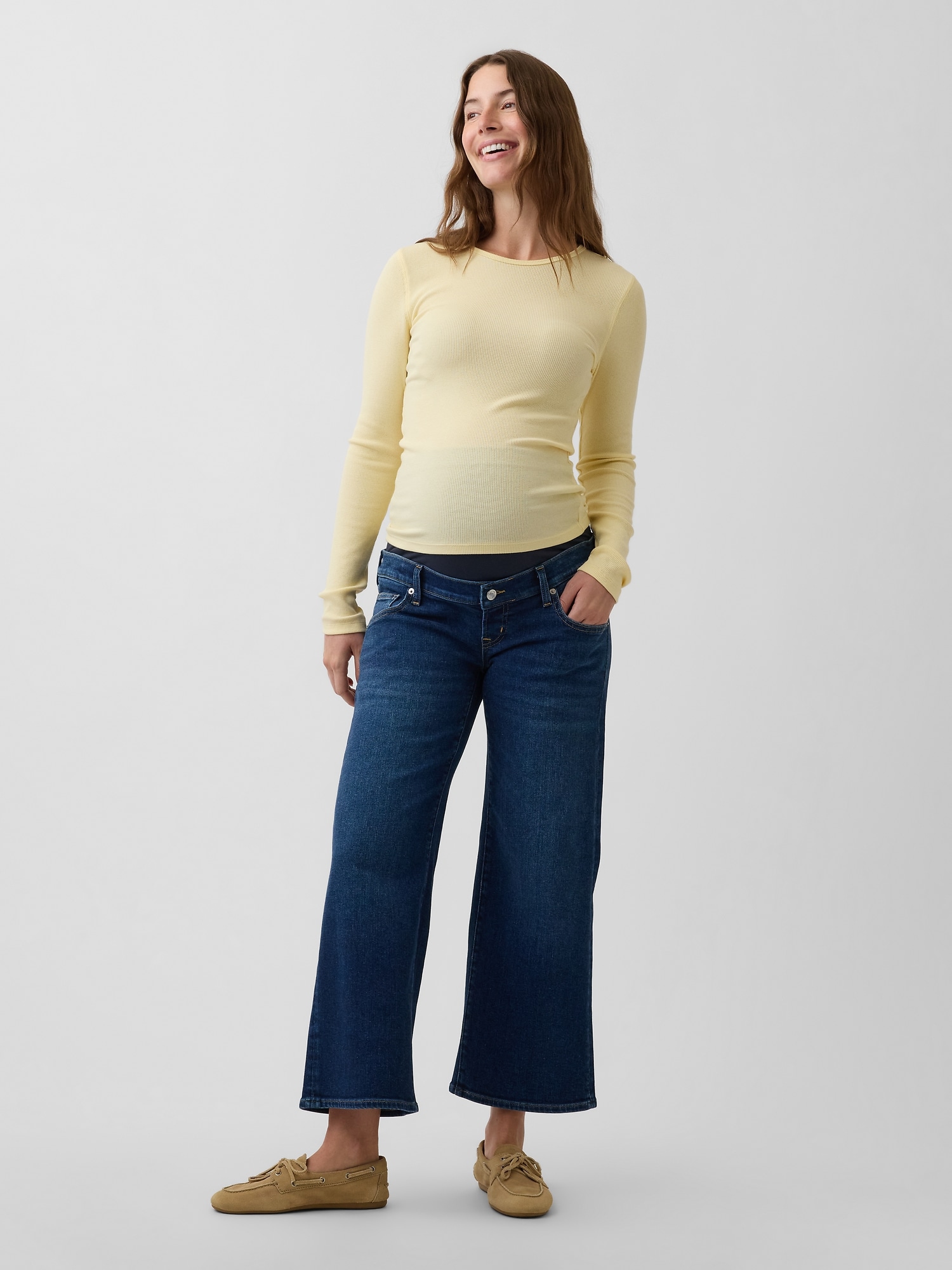 Maternity Full Panel Wide-Leg Jeans