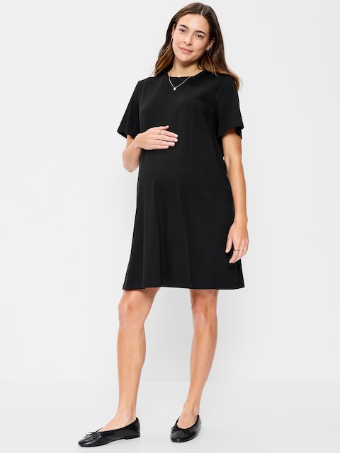 Maternity Vintage Crew-Neck Mini T-Shirt Dress