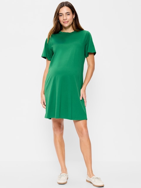Maternity Vintage Crew-Neck Mini T-Shirt Dress
