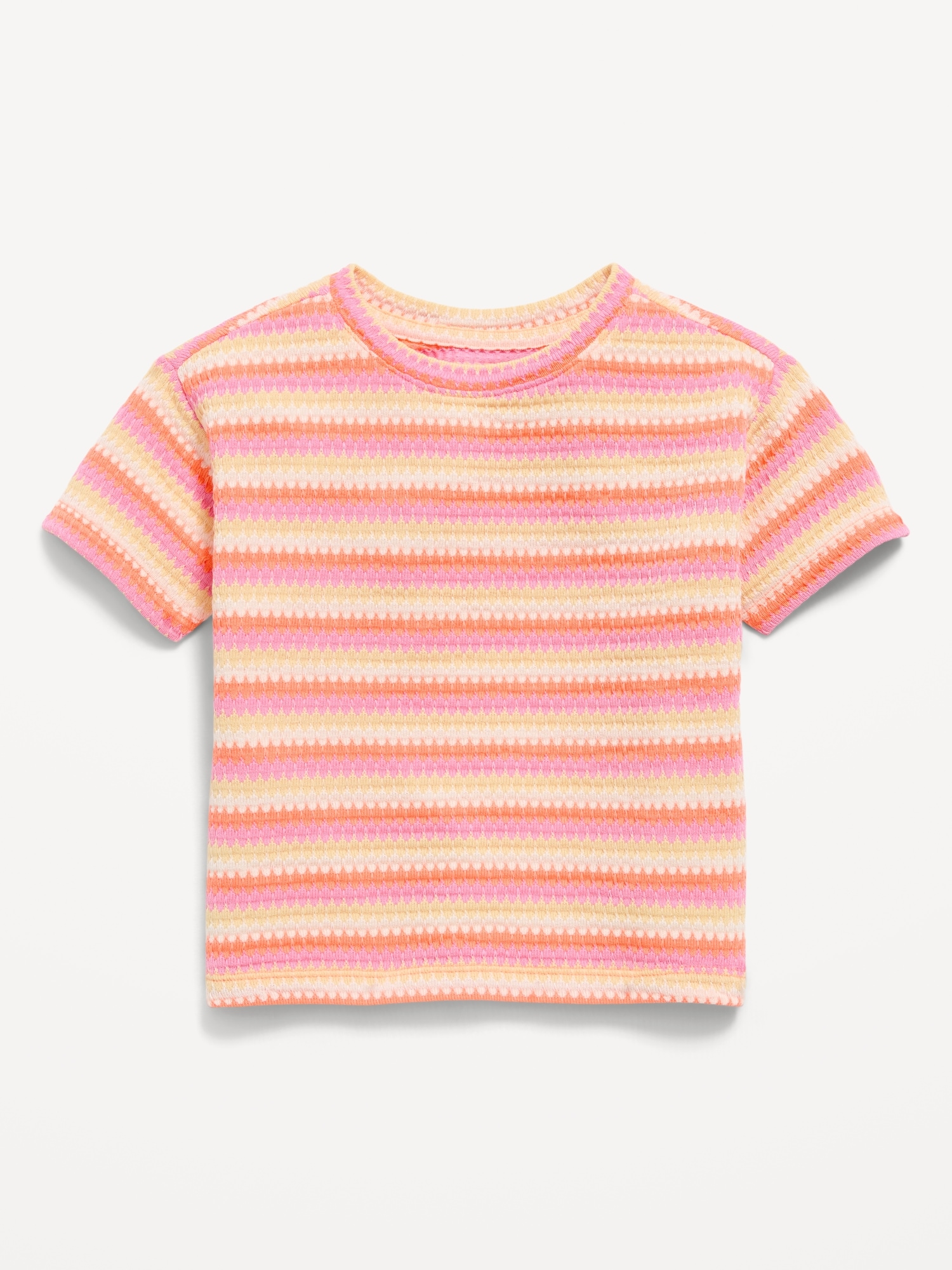 Short-Sleeve Striped Knit Top for Toddler Girls