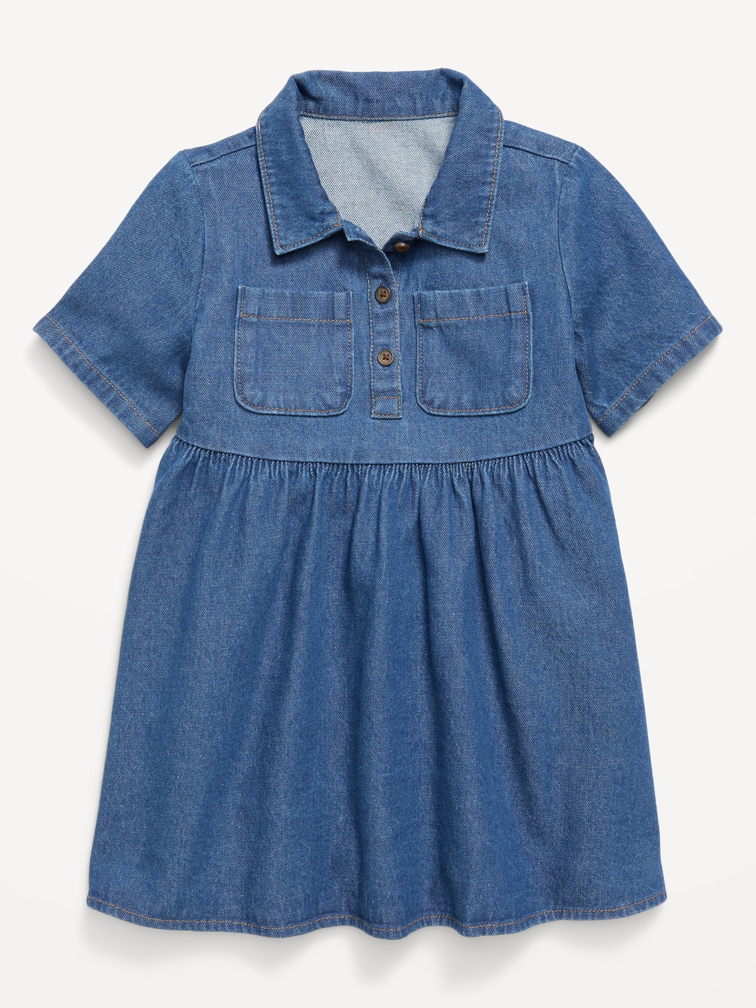 ROBE CHEMISIER À MANCHES COURTES EN DENIM POUR TOUTE-PETITE