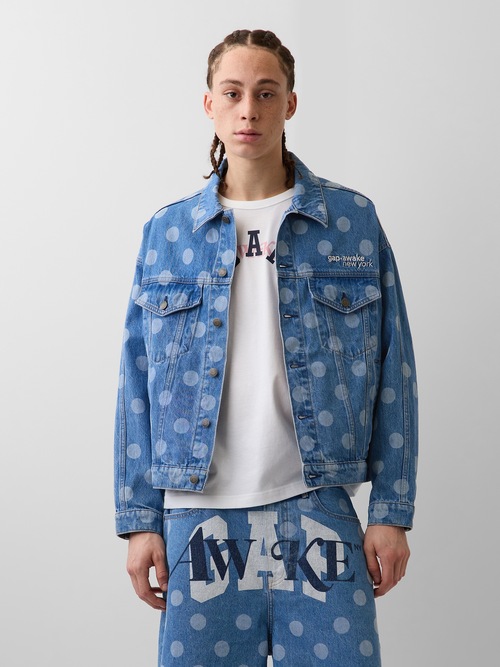 Gap &times; Awake NY オーバーサイズ 水玉 アイコンデニムジャケット
