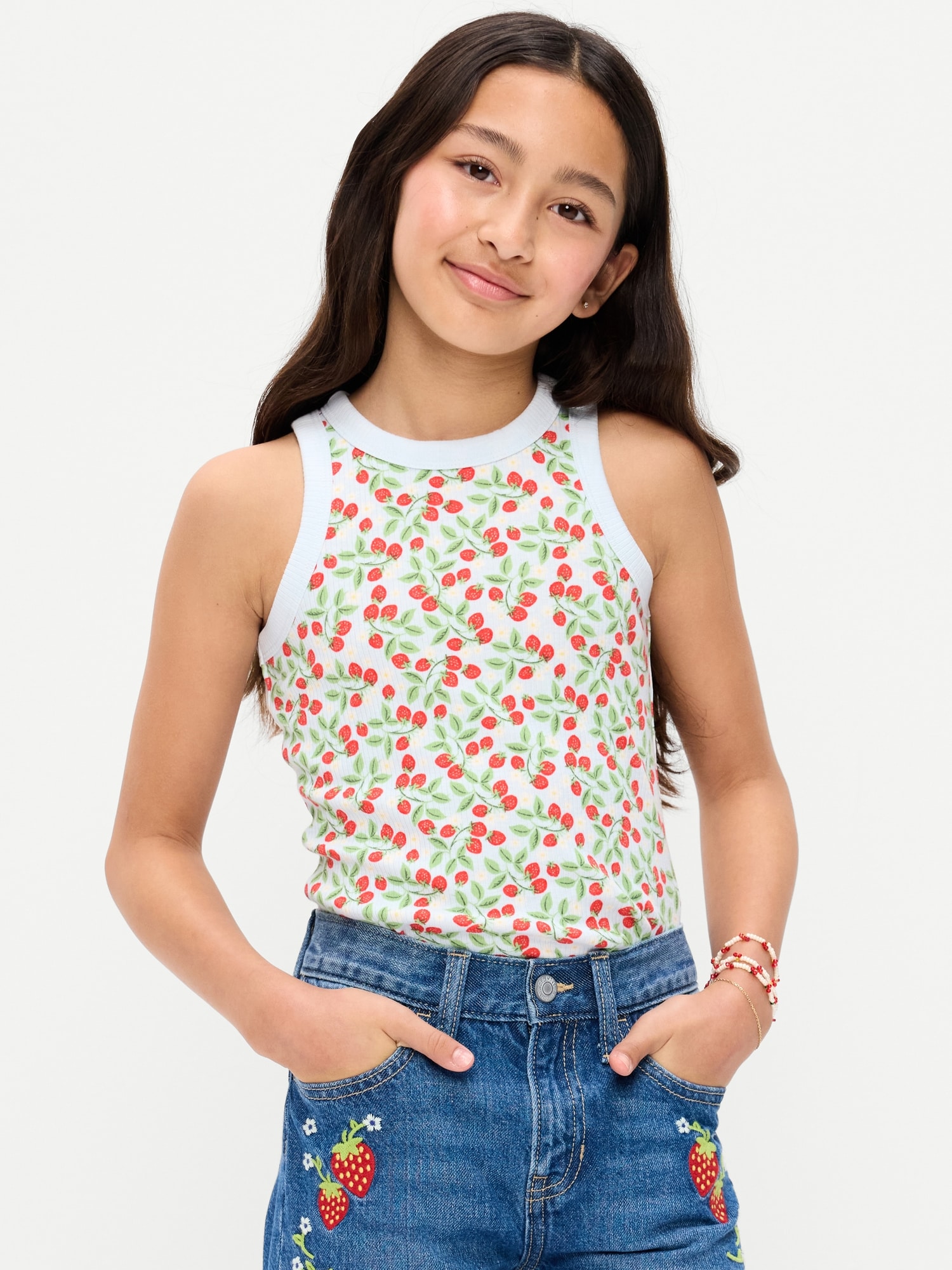 CAMISOLE AJUSTÉE EN TRICOT CÔTELÉ POUR FILLE