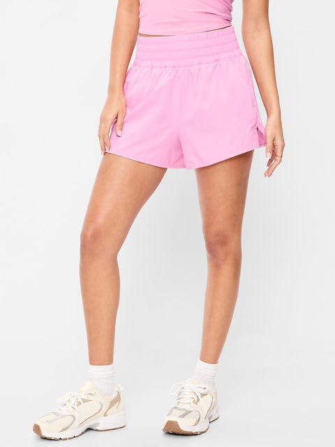 Extra High-Waisted Crinkle Run Shorts -- 3-inch inseam