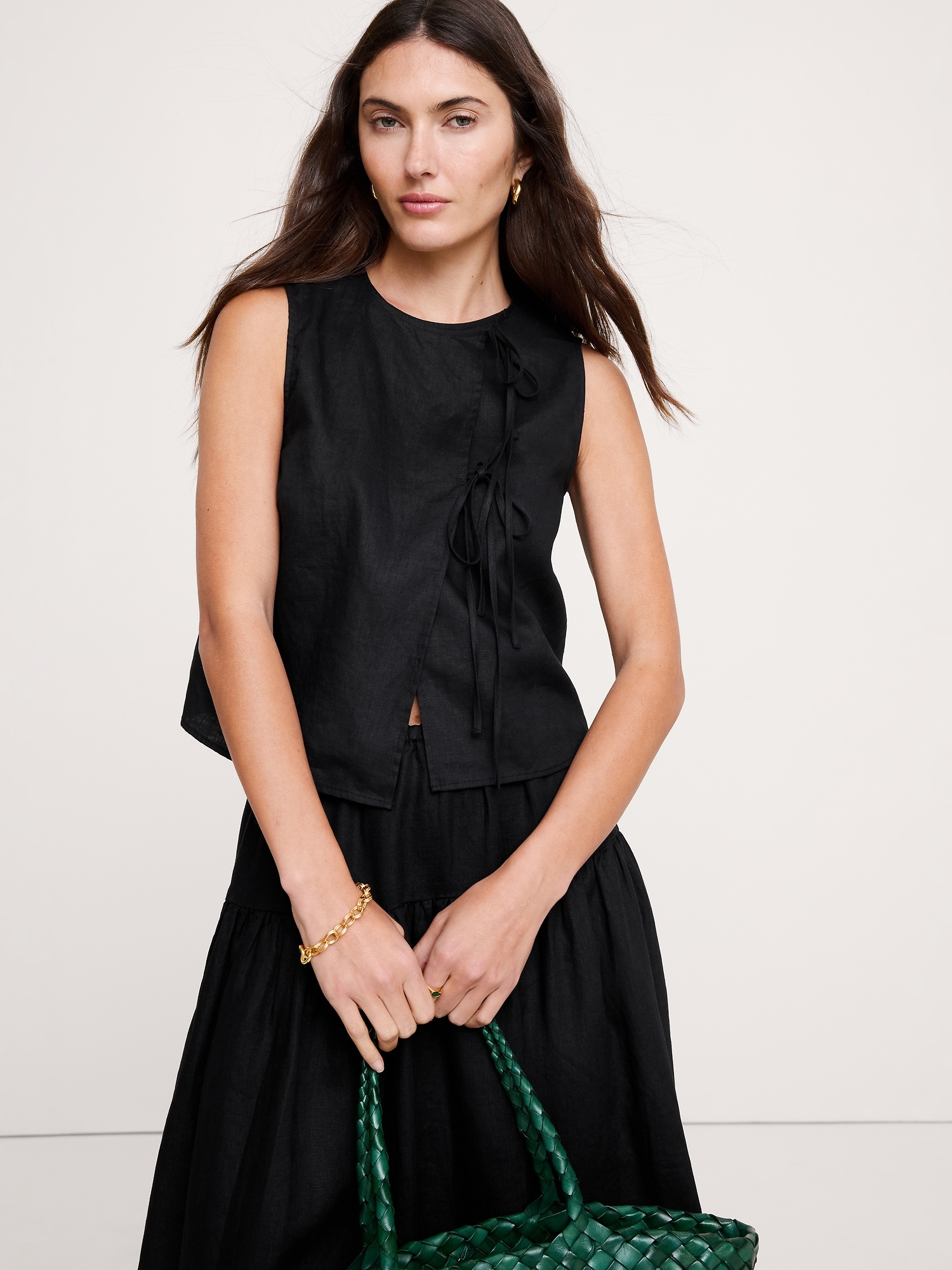 CAMISOLE À DOUBLE LIEN EN LIN