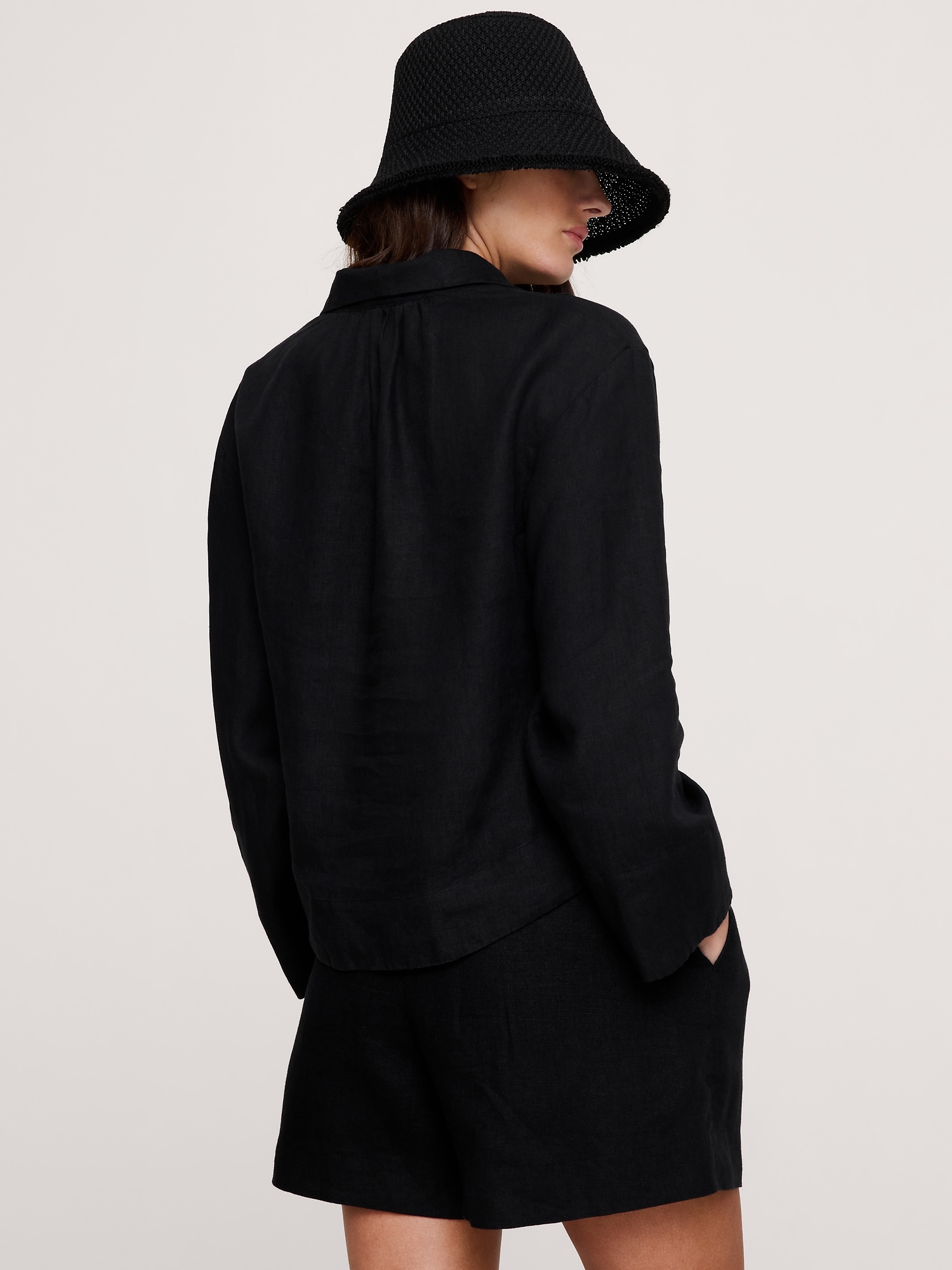 リネン ポップオーバー トップス-2