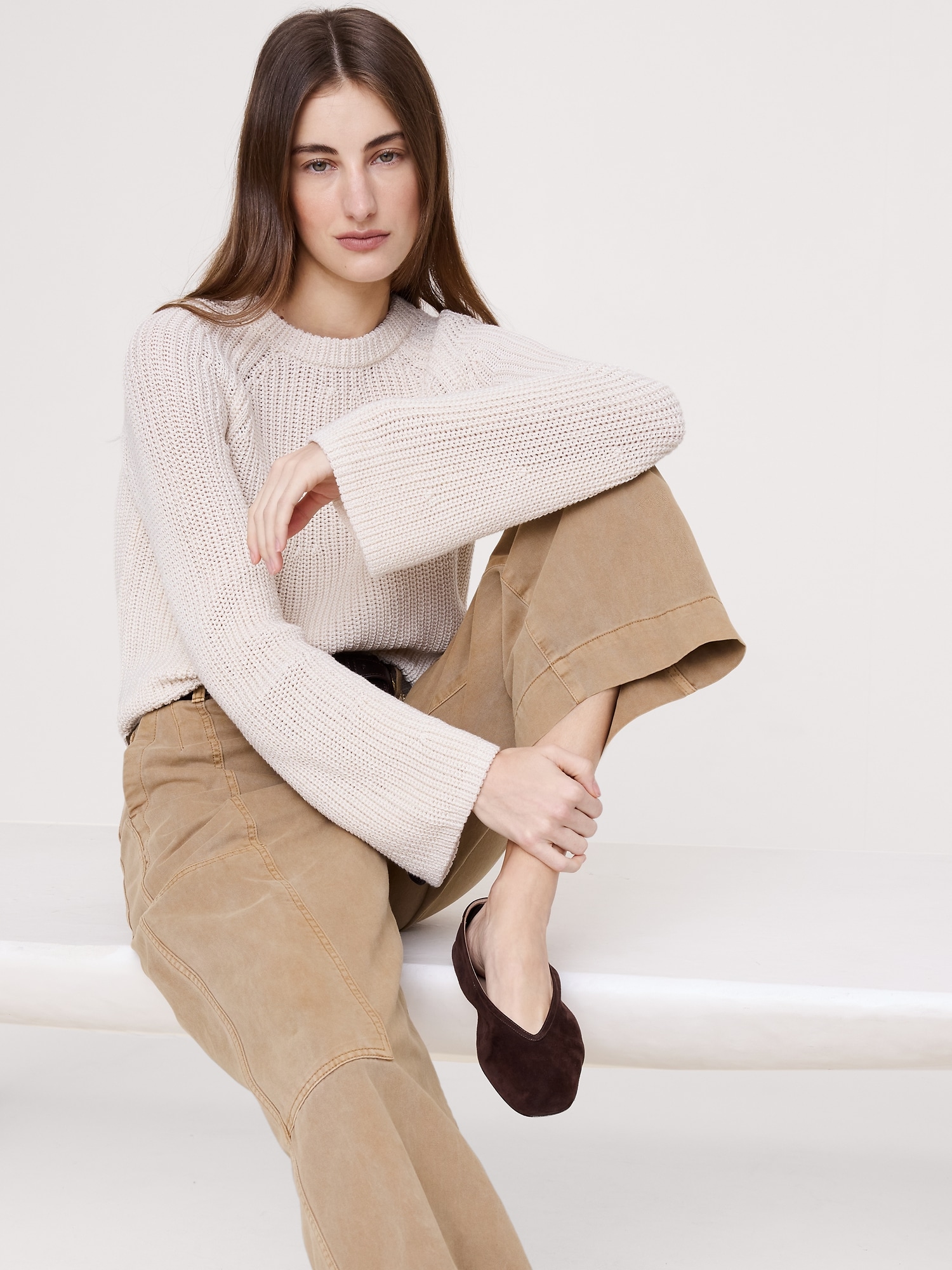 Cotton Flare-Sleeve Sweater