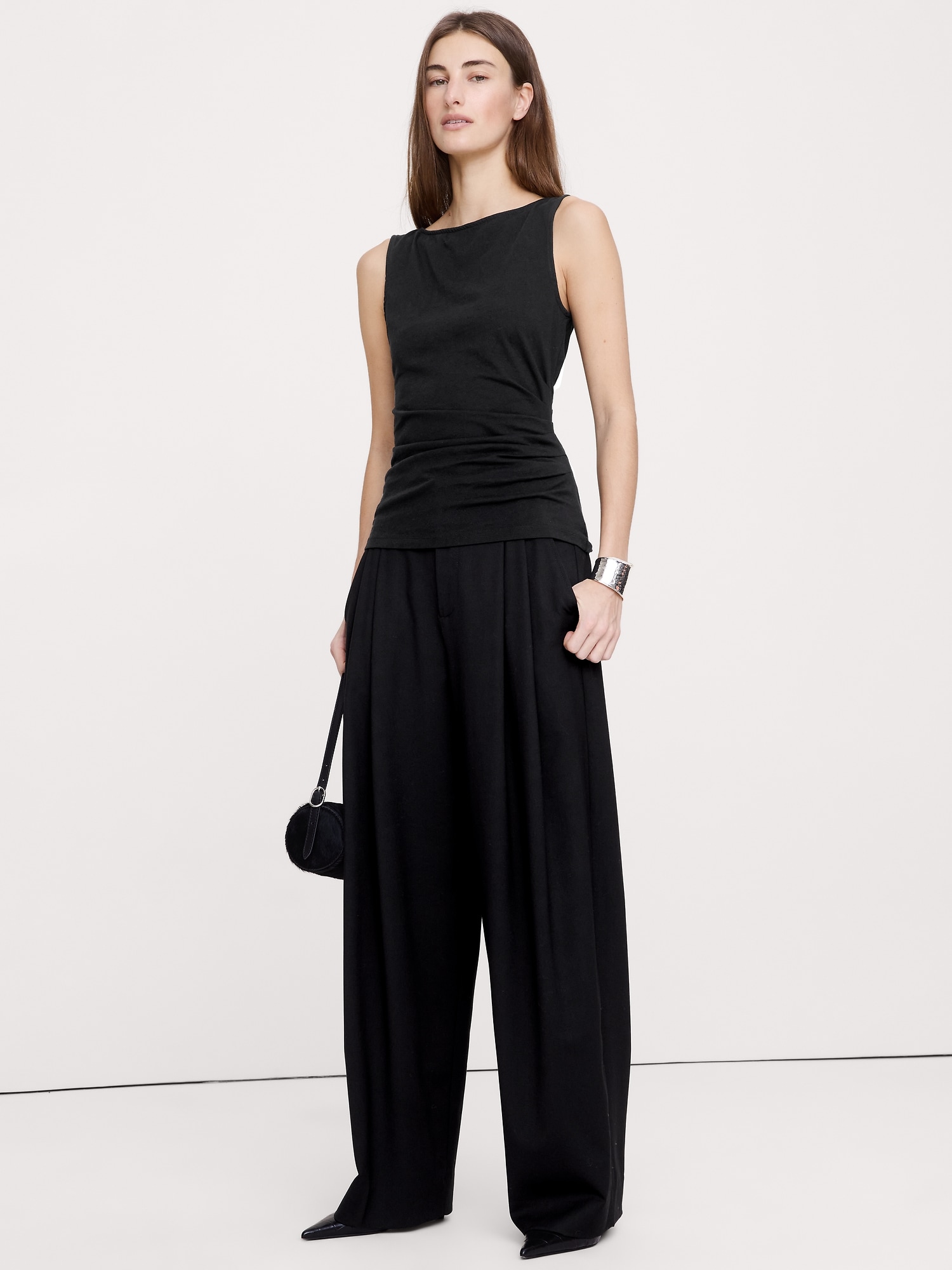 CAMISOLE FRONCÉE SUR LE CÔTÉ EN COTON RÉTRO