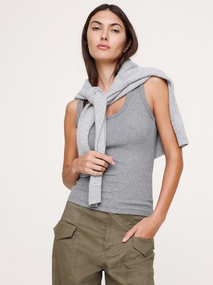 リブ スクープネック タンクトップ