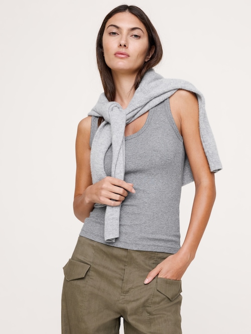 リブ スクープネック タンクトップ