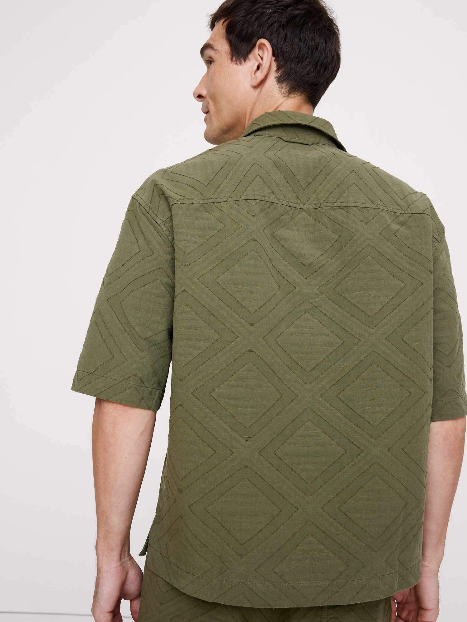 リラックスフィット ジャカード リゾートシャツ-1