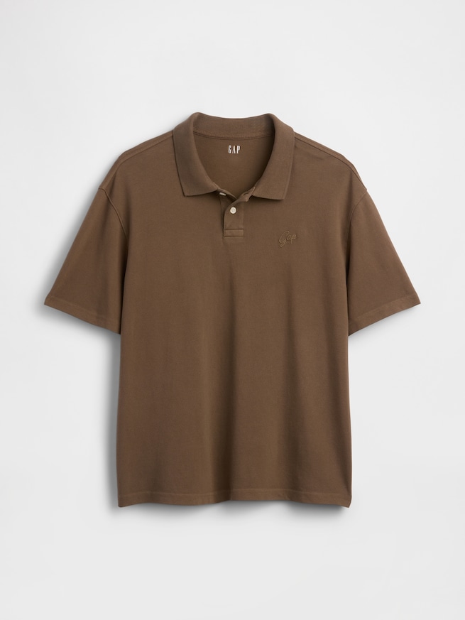 リラックスフィット ピケ クロップド ポロシャツ-4