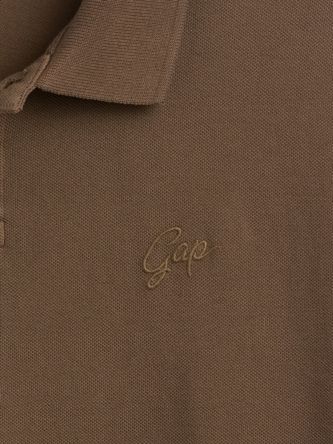 リラックスフィット ピケ クロップド ポロシャツ-3