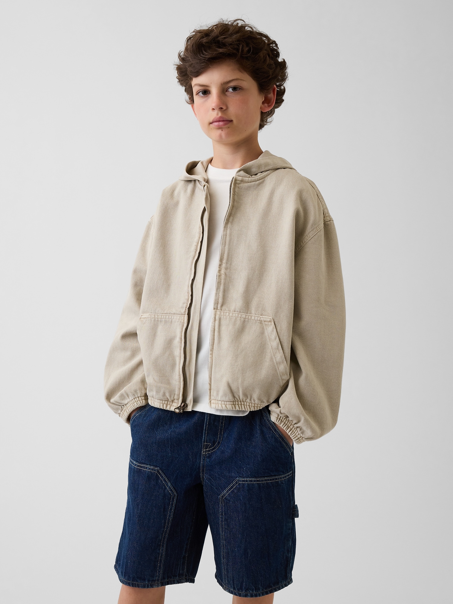 Kids Denim Relaxed Hooded Jacket