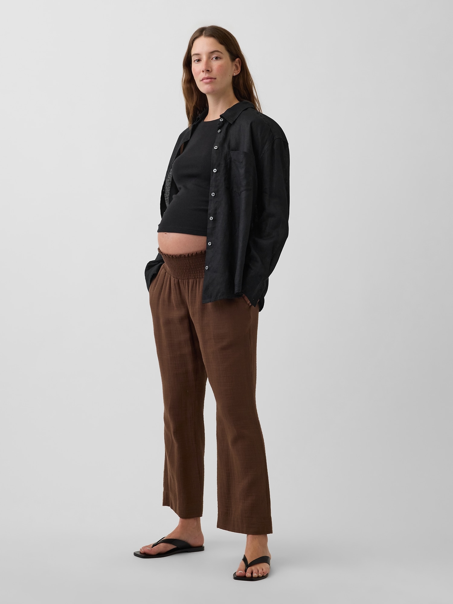 Maternity Cotton Gauze Full Panel Pants