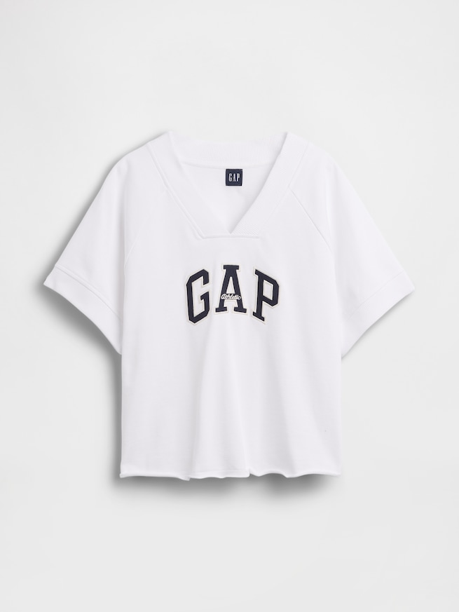 フレンチテリー オーバーサイズ GAPロゴ Vネック スウェットシャツ-4