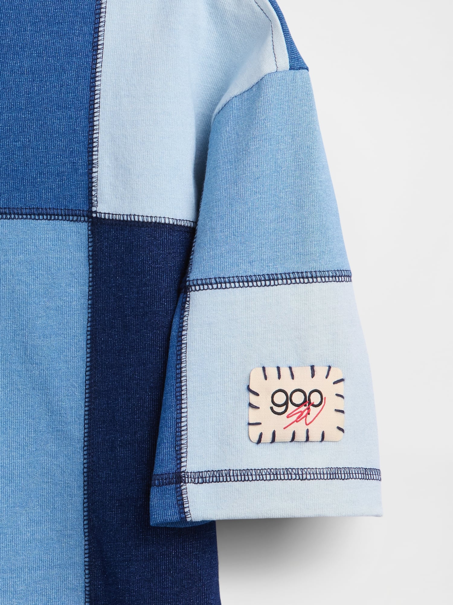 Gap &times; Sean Wotherspoon インディゴ パッチワーク クロップドTシャツ-3