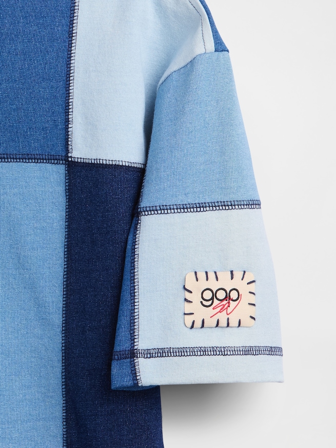 Gap &times; Sean Wotherspoon インディゴ パッチワーク クロップドTシャツ-3