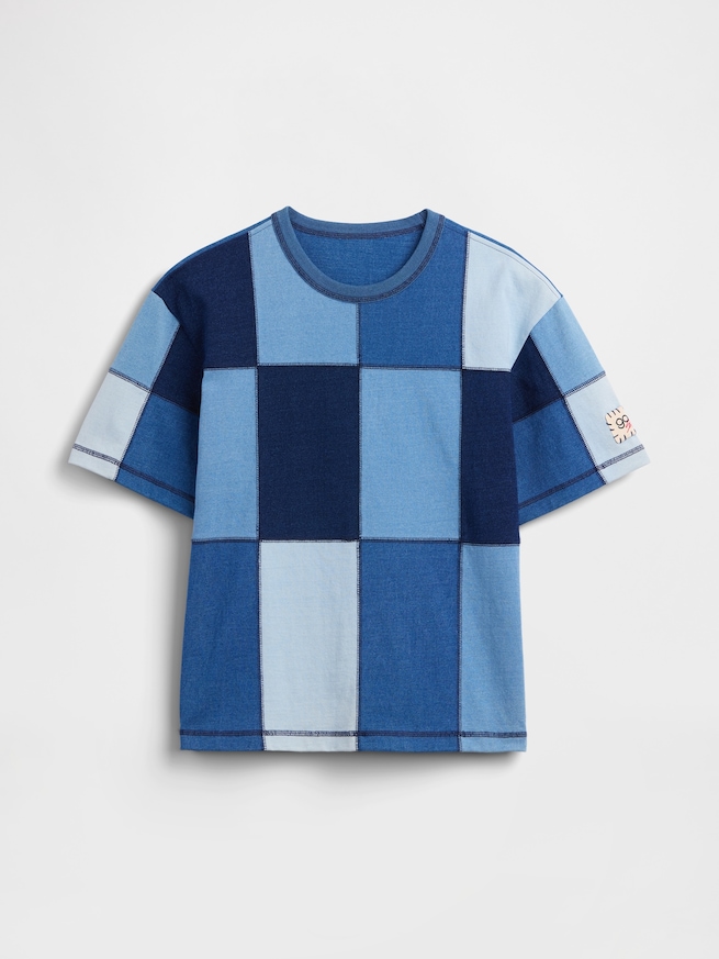 Gap &times; Sean Wotherspoon インディゴ パッチワーク クロップドTシャツ-4