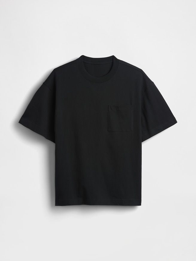 オーバーサイズ クロップド ポケットTシャツ-4