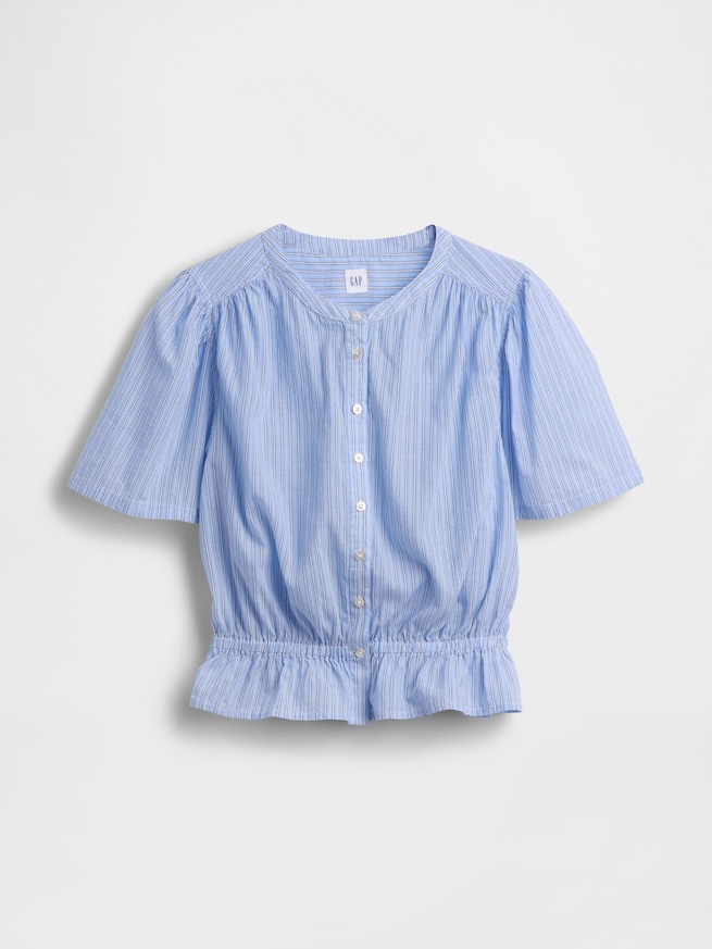 フロントボタン クロップド ペプラムトップス-4